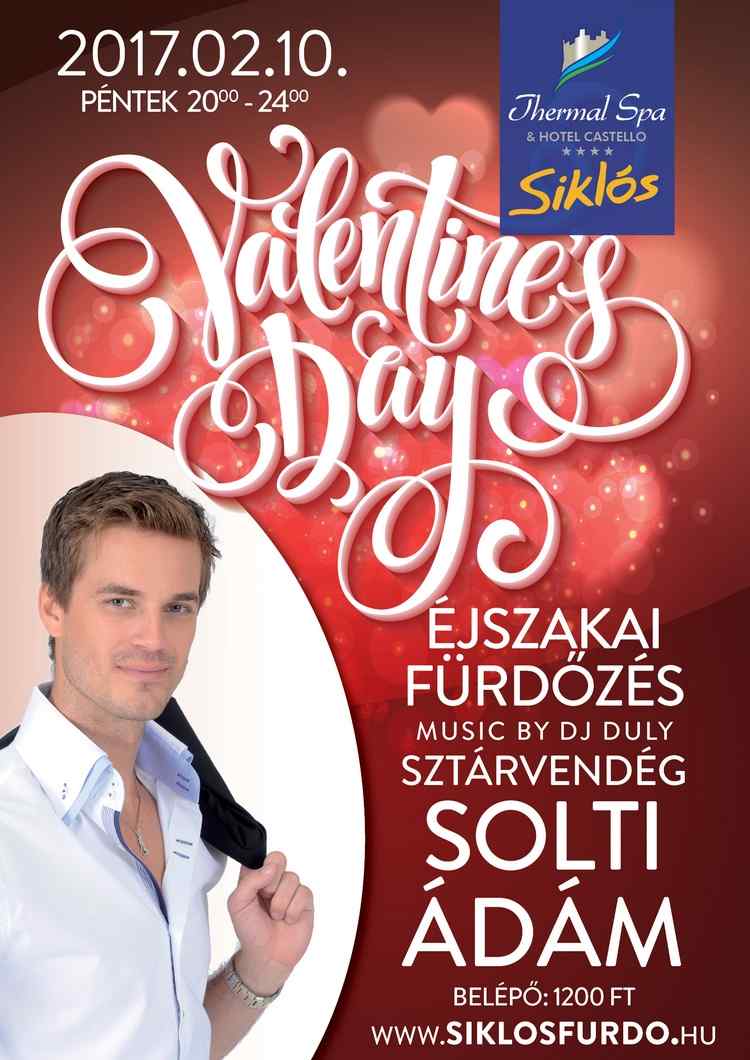 Valentin-napi éjszakai fürdőzés a siklósi fürdőben Solti Ádámmal