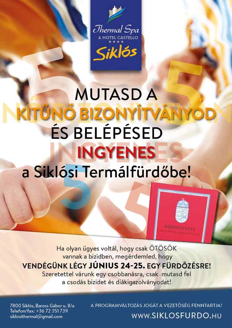 Kitűnő bizonyítvánnyal a siklósi fürdőbe