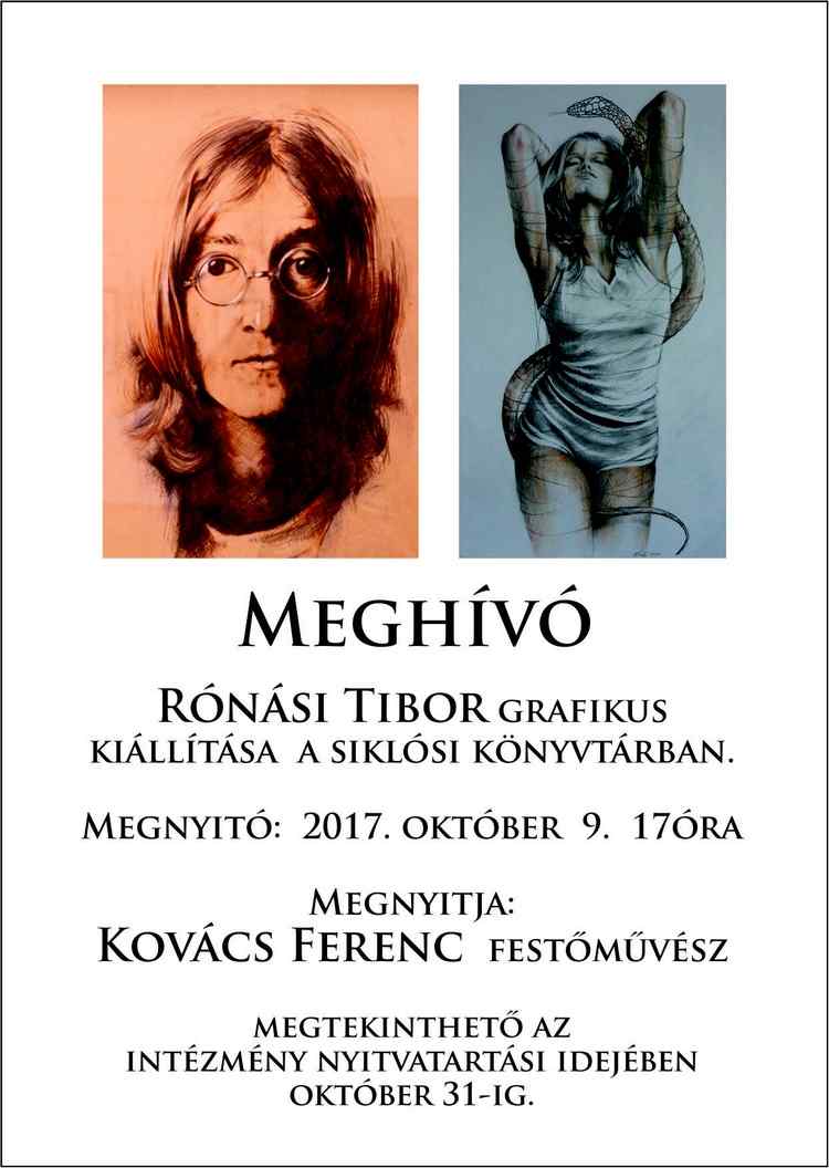 Rónási Tibor grafikus kiállítása a siklósi könyvtárban