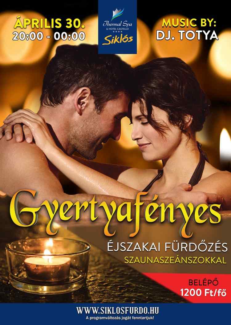 Gyertyafényes éjszakai fürdőzés