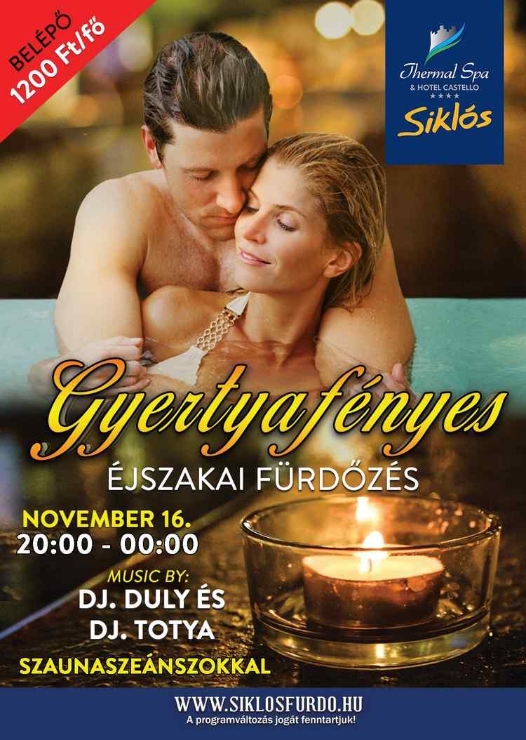 Gyertyafényes éjszakai fürdőzés