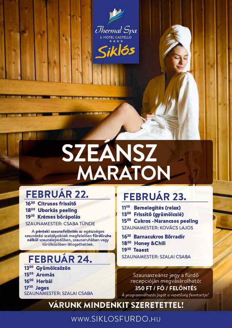 Siklósi program: Szauna szeánsz maraton a siklósi fürdőben