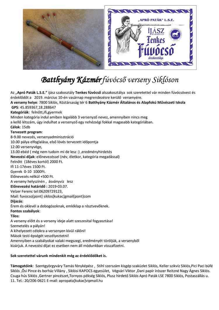 Siklósi program: Batthyány Kázmér fúvócső verseny Siklóson