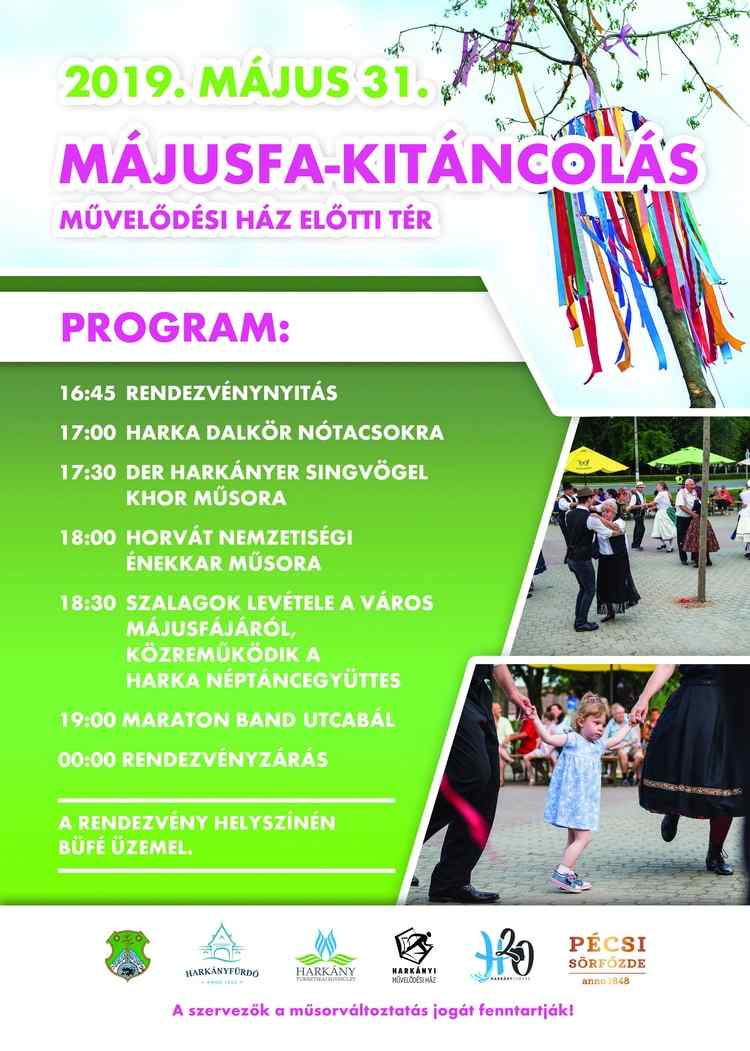 Májusfa kitáncolás Harkányban
