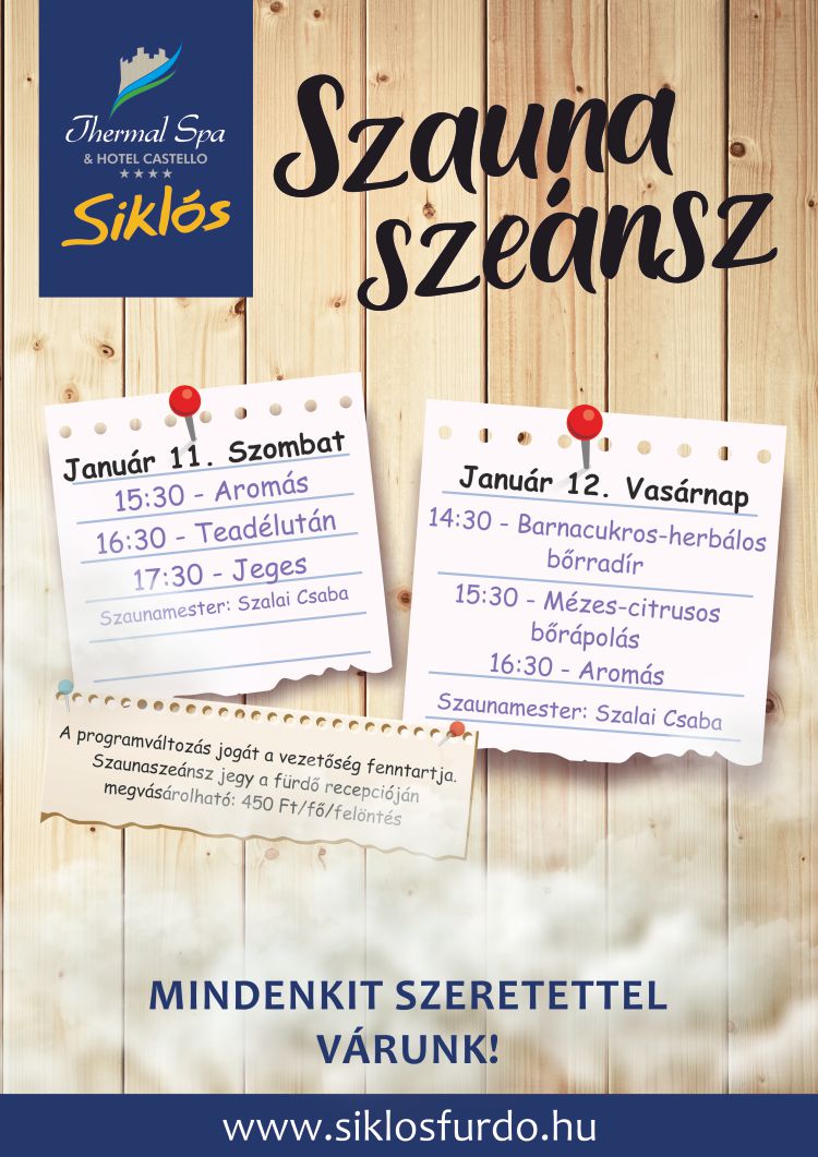 Siklósi program: Januári szauna szeánsz a siklósi fürdőben