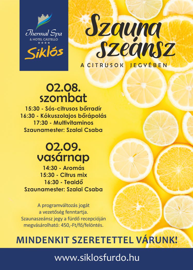 Citrusos szauna szeánsz a siklósi fürdőben